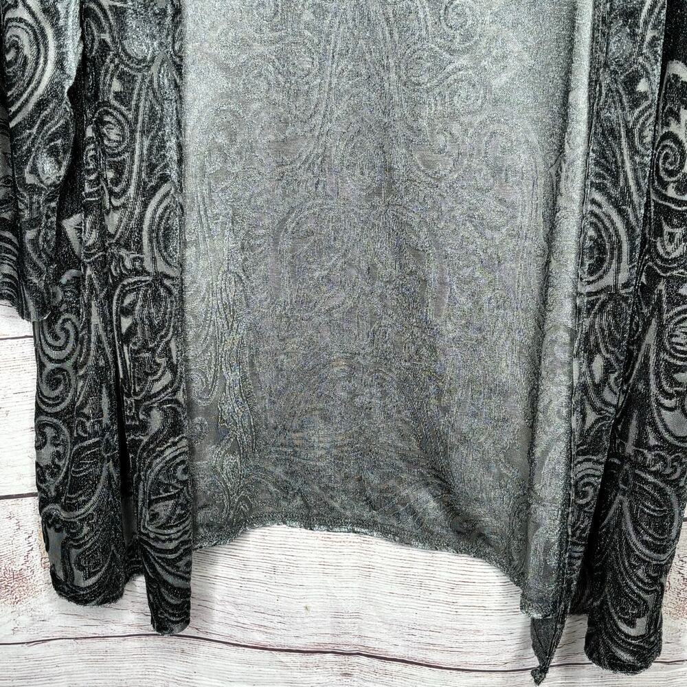 Valerie Stevens Slate Crushed Velvet Burnout Open Front Kimono Size Large New - Picture 5 of 11